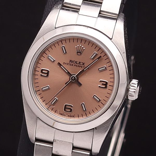 1円 ロレックス AT/自動巻 76080 オイスターパーペチュアル ピンク文字盤 レディース腕時計 0001320YSD