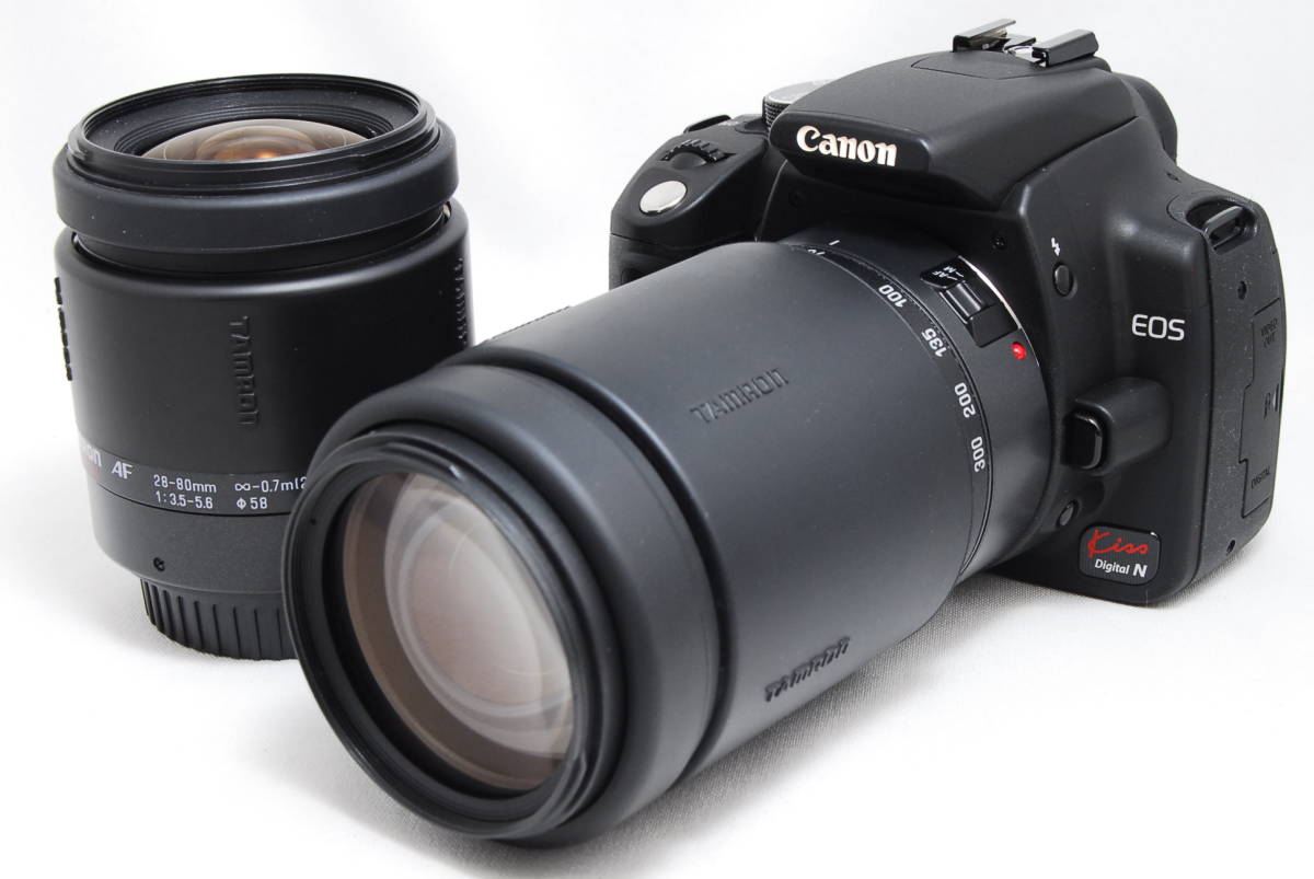 ☆美品☆ Canon キヤノン EOS Kiss N 標準＆超望遠Wレンズセット☆付属 