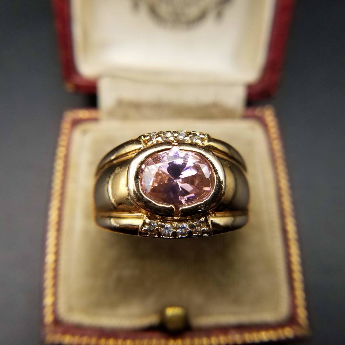 キュービックジルコニア 925 シルバー ヴィンテージ リング 指輪 銀 彫金 ビンテージ コスチュームジュエリー ピンク YNM2 ②