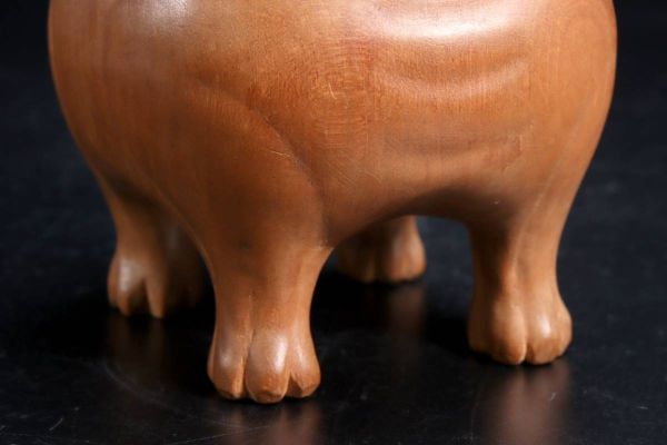 ◆錵◆ 古美術品 ノンコウ写し 在銘 木彫 獅子香炉 12cm 共箱 唐物骨董 T[S421]QO/23.9廻/SI/(80)