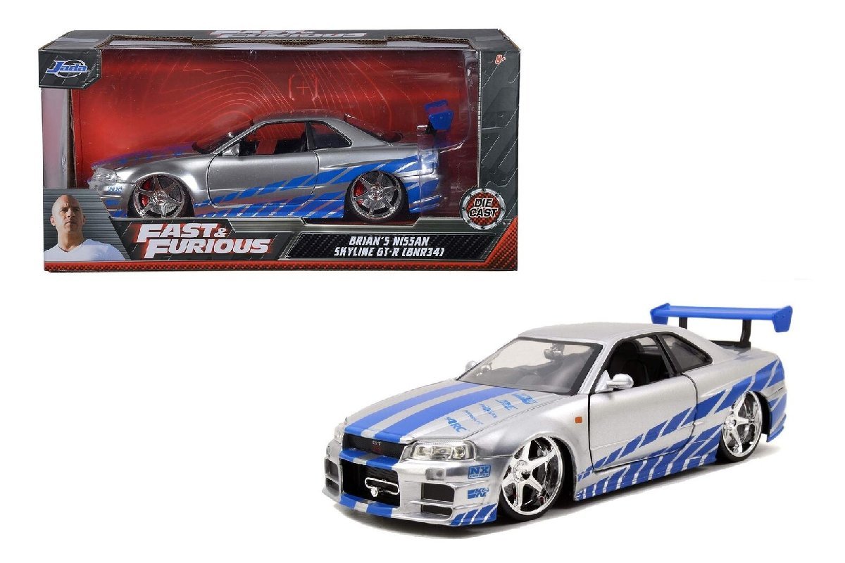 JADA TOYS 1/24 ワイルドスピード ブライアン 日産 スカイライン GT-R (R34) 2002 F&F Brian's Nissan Skyline 97158