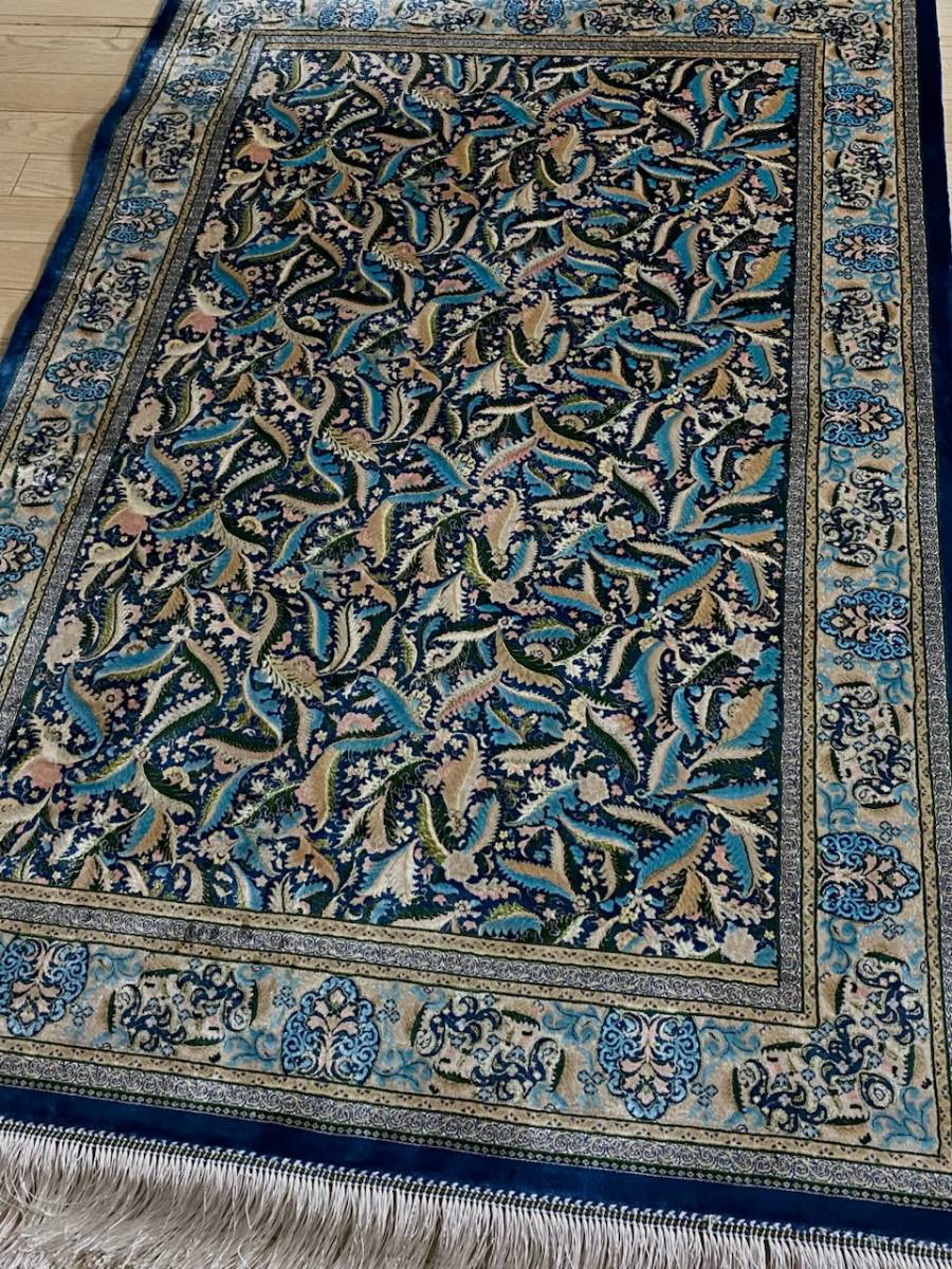 百貨店展示品 シルク100％ 最高峰225万ノット イラン産 手織り 高級