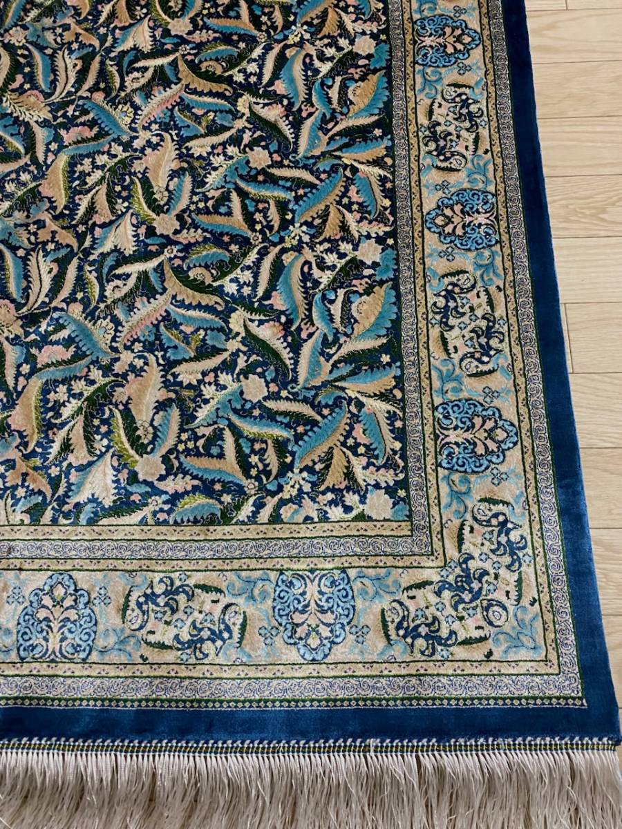 シルク100％　 最高峰225万ノット　イラン産　手織り 高級ペルシャ絨毯 百貨店展示品 シルク100％ 最高峰225万ノット イラン産 手織り 高級
