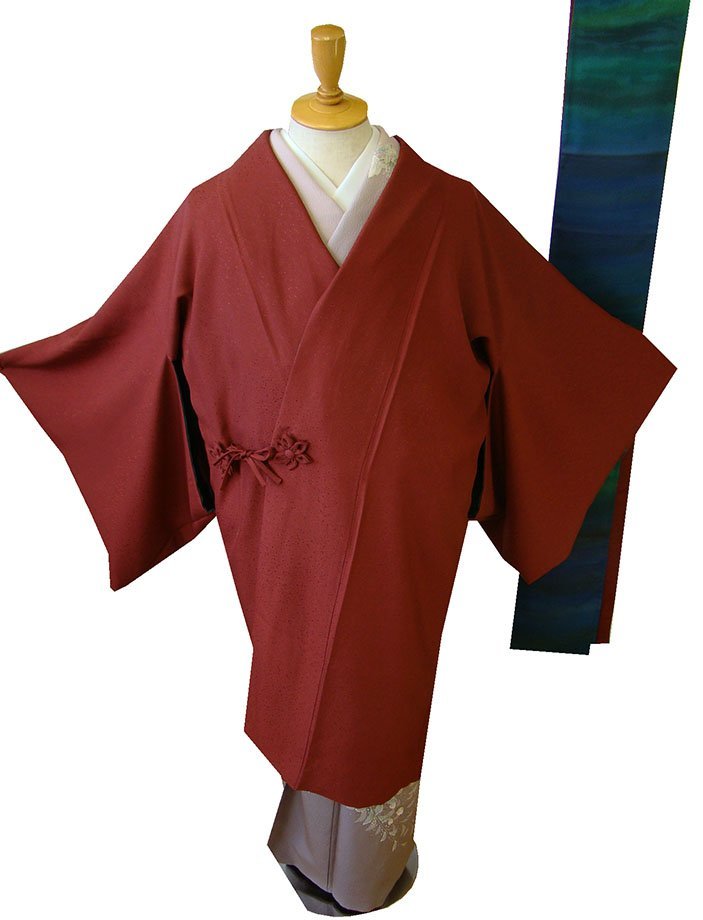 時代屋 美品 裄67．1ｃｍ リバーシブル ロング寸 道中着 正絹 ショール付 未使用 155cm～163cm Cs1072