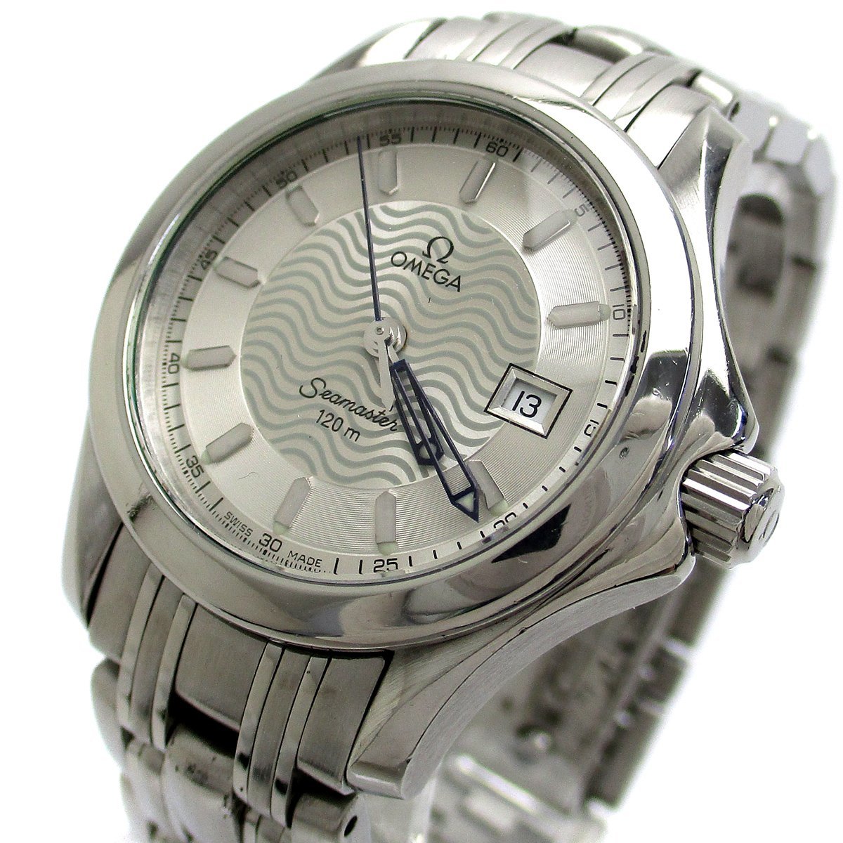 1円 オメガ シーマスター120 レディース シルバー文字盤 2571.31 時計 OMEGA SeaMaster クォーツ 難あり