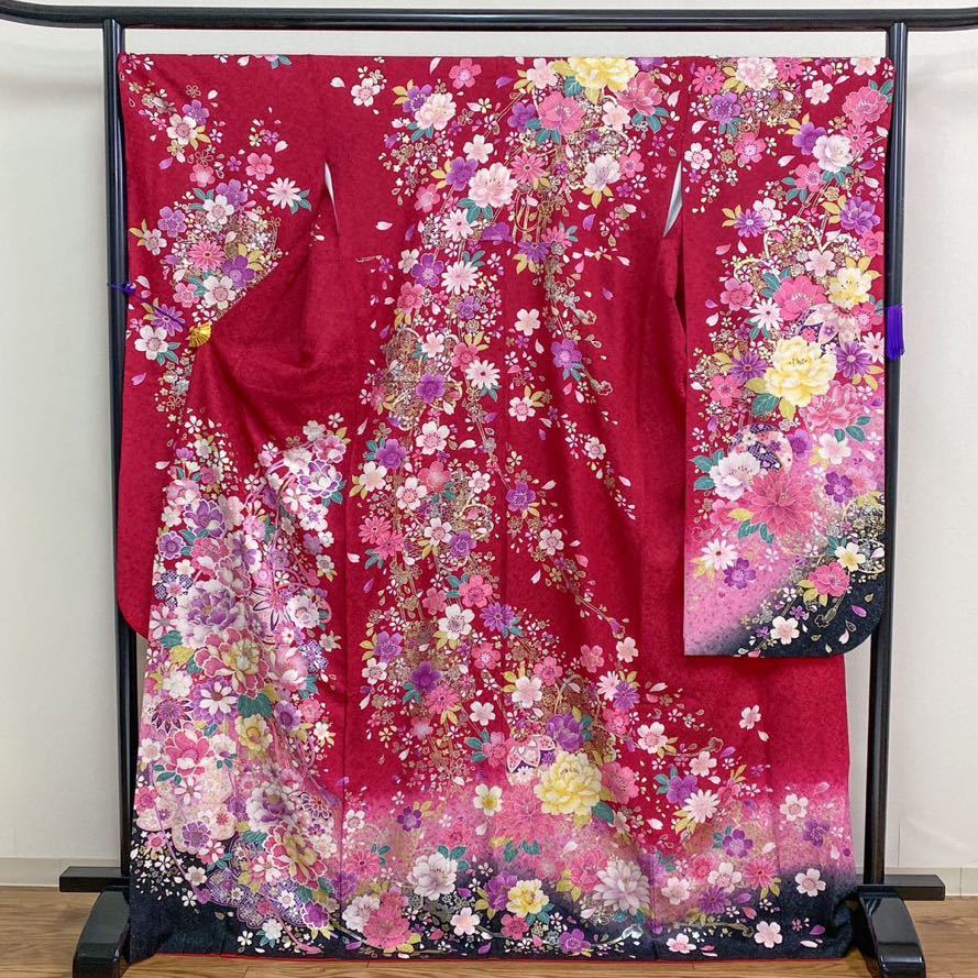 着物月花 刺繍 銀通し ぼかし染 可憐な花 振袖 正絹 銀糸 ki3074 振袖 着物月花 正絹 ki7186 共八掛 - 着物月花 刺繍 銀通し ぼかし染 可憐な花 振袖 正絹 銀糸 ki3074 振袖 着物月花 正絹 ki7186 共八掛 -