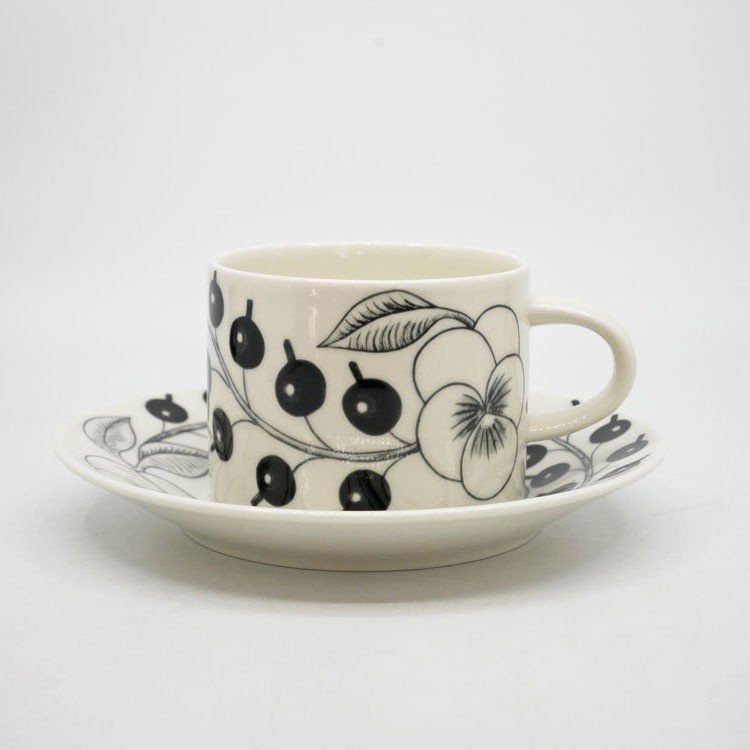 ●アラビア ARABIA パラティッシ PARATIISI ティーカップ＆ソーサー C&S ブラック ビルガーカイピアイネン 旧ロゴ フィンランド 北欧食器 A