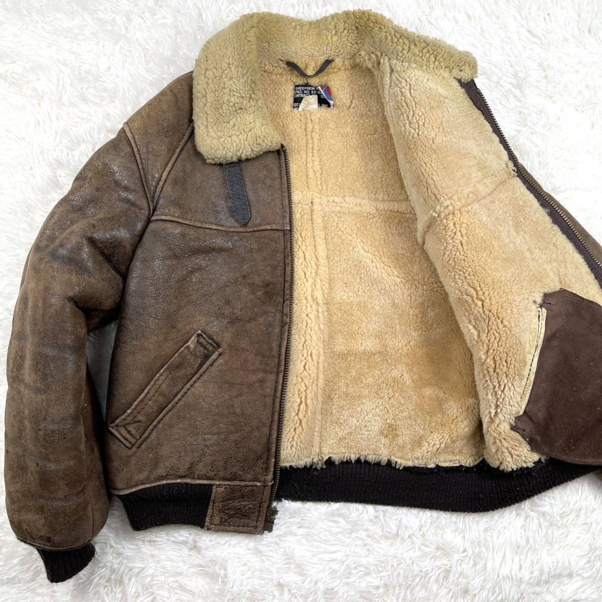 定価15万/希少L ショット B-6 フライトジャケット ムートン 羊革 本革 