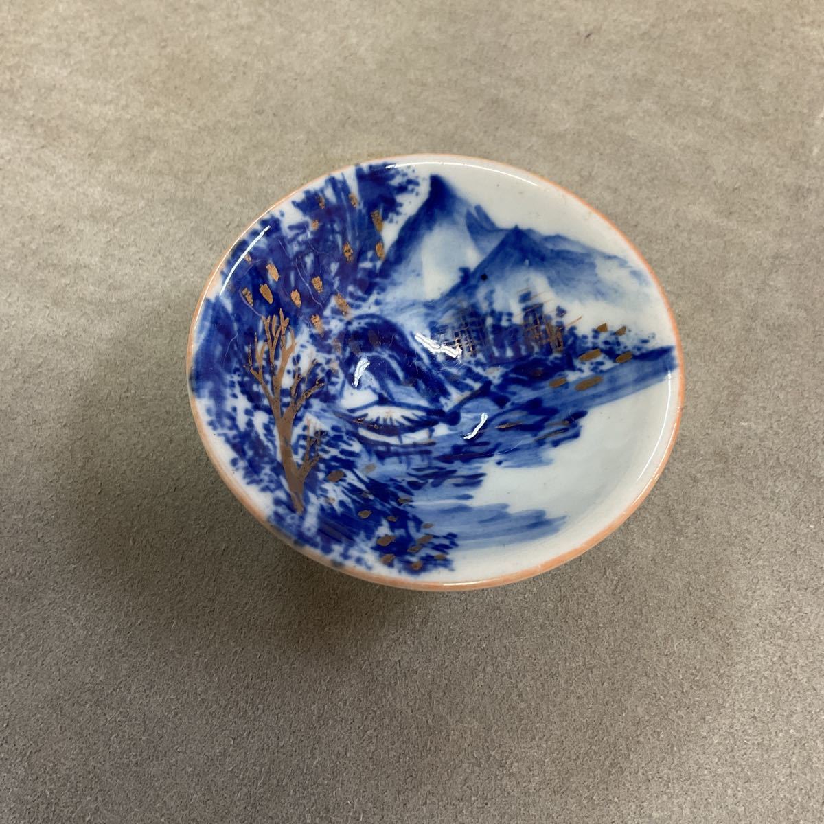 京焼 名工 原平造 お猪口 煎茶碗 煎茶道具 青華染付 茶器 青い山水画 4