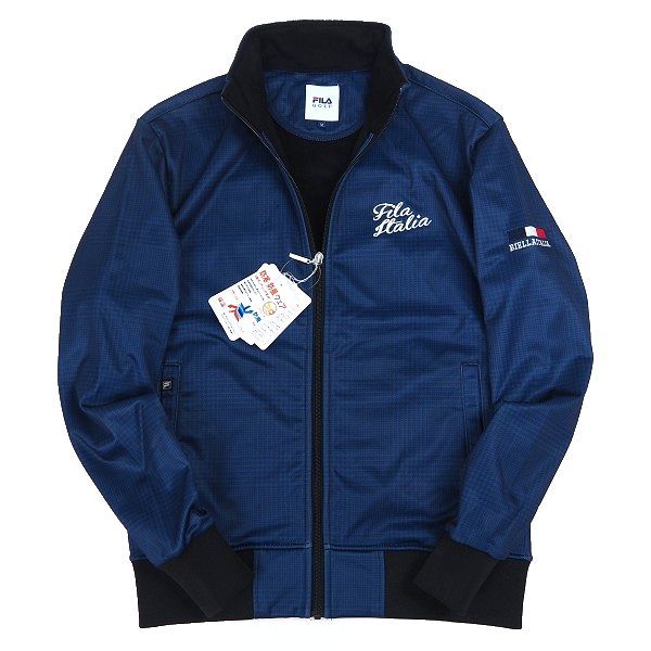 P492 新品 FILA GOLF フィラ ゴルフ 秋冬 ストレッチ ボンディング ブルゾン フルジップ ジャケット 裏地フリース LL ネイビー