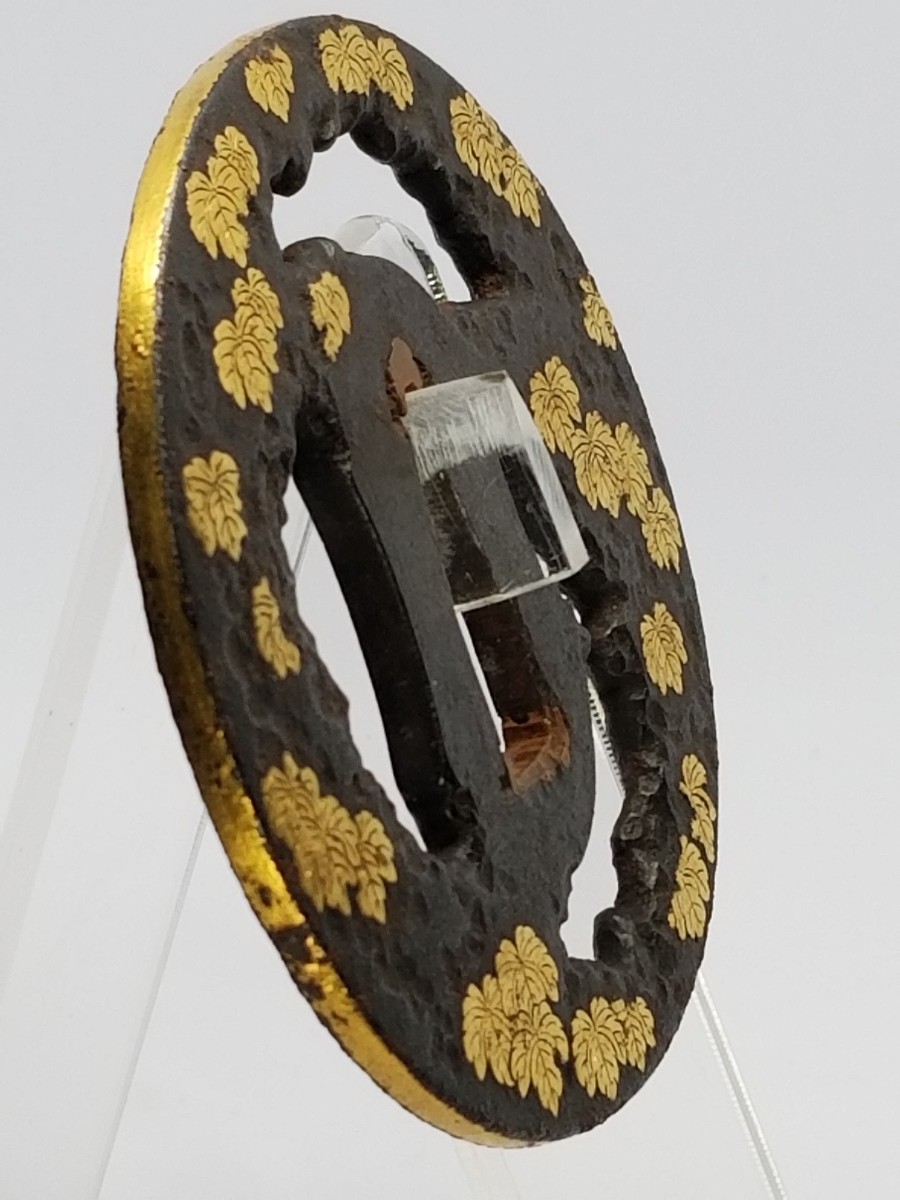 蔦図鍔 鉄地象嵌 象嵌覆輪 箱付 刀装具 長州 武州 刀