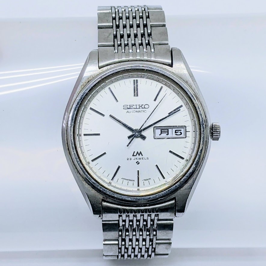 【8877】SEIKO セイコー ２３JEWELS ロードマチック 5606-7072 腕時計 オートマチック 自動巻き 銀 メンズ デイデイト 不動 本体のみ