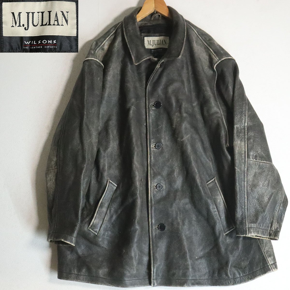 *5S/s4.4-1　M.JULIAN　WILSONS　レザージャケット　本革　カーコート　革ジャン　皮ジャン　バイカー 　メンズ　3X　4XL　ビッグサイズ