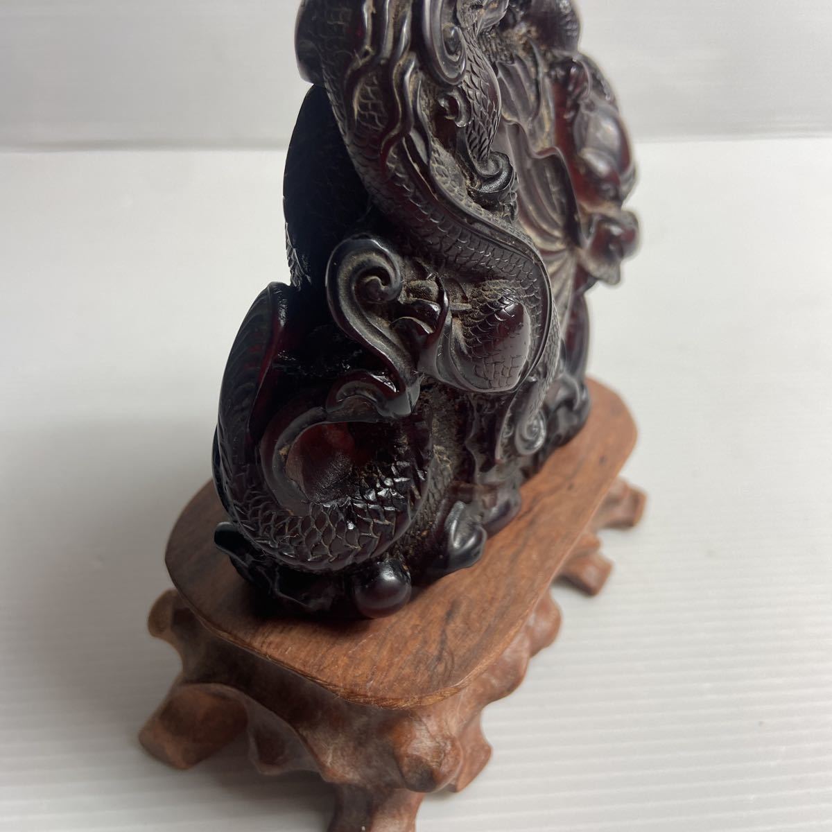 中国美術 古美術 中国 置物 龍 花台 飾台 骨董 琥珀? 中国美術 置物 中国