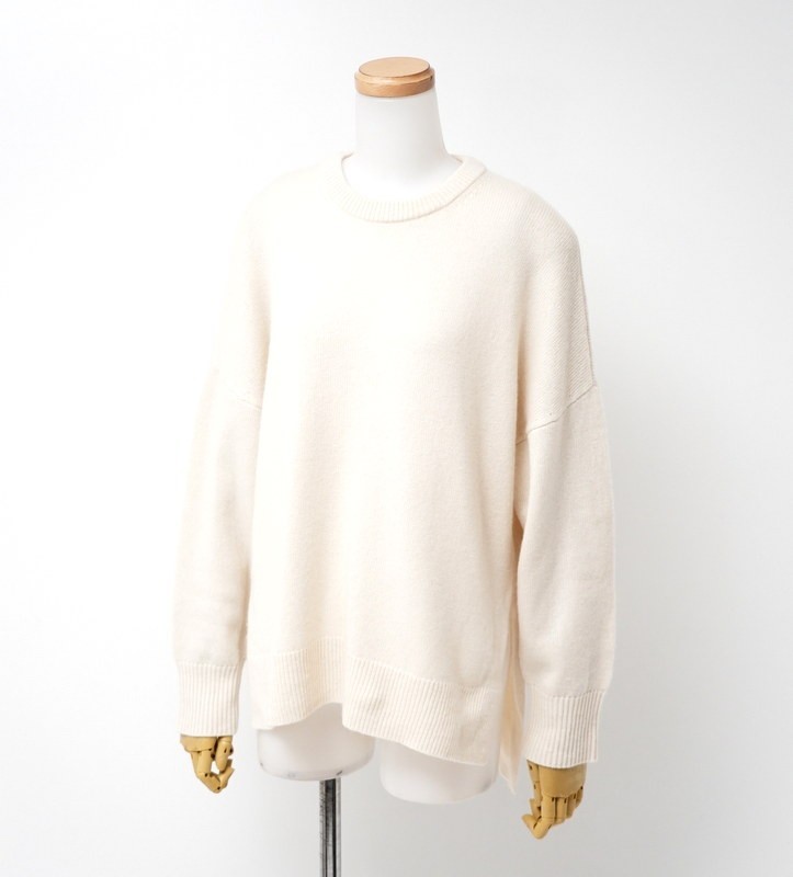 GO5797◇Theory luxe/セオリーリュクス Size38 クルーネック ドロップショルダー ハイゲージニット カシミヤセーター アイボリー系