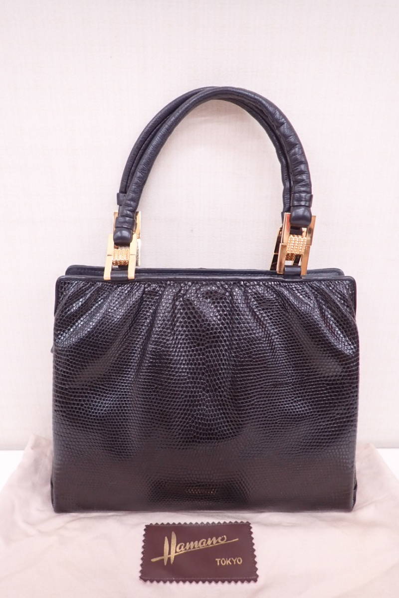 HAMANO 濱野 皇室御用達ブランド ハンドバッグ リザード ✨良品