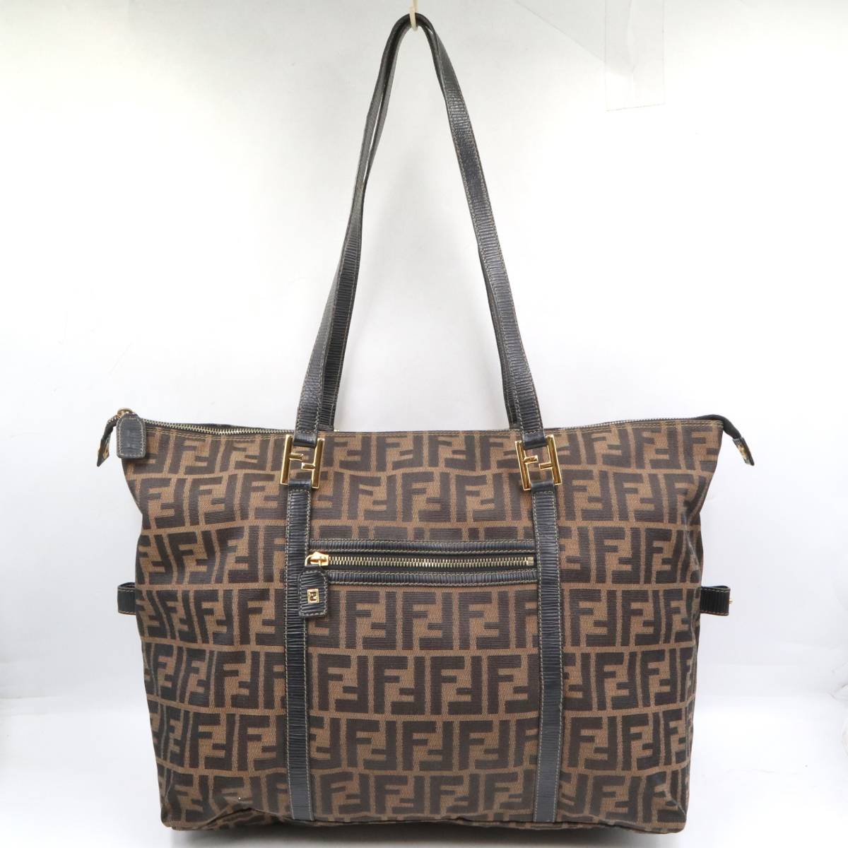 ☆FENDI フェンディ ズッカ柄 トートバッグ キャンバス レザー  
