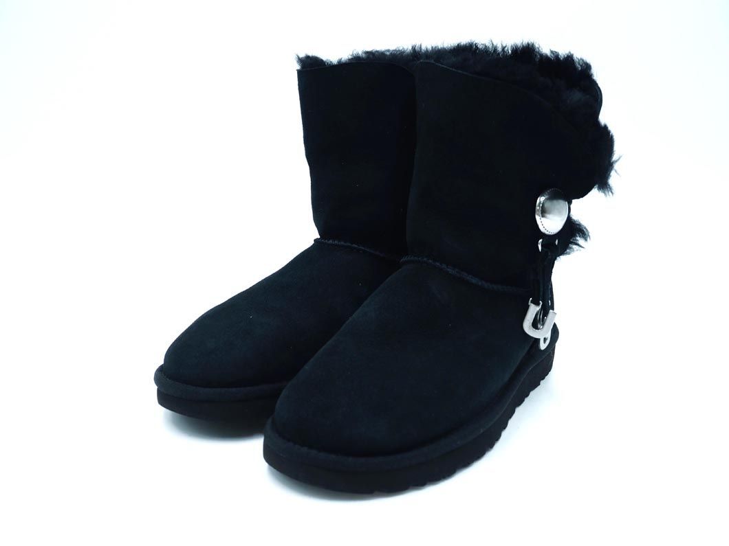 UGG Australia アグ オーストラリア Bailey Button UGG Charm ムートン ブーツ size24/黒 ◆■◎ ☆ djc3 レディース