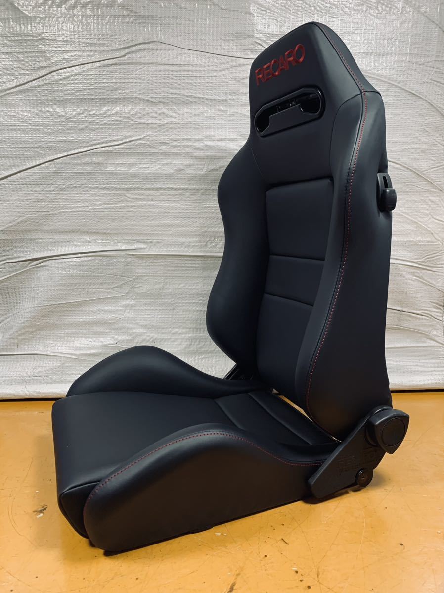 41.42.レカロ RECARO 2脚セット SR-3 黒フェイクレザー張り替え 張替え 