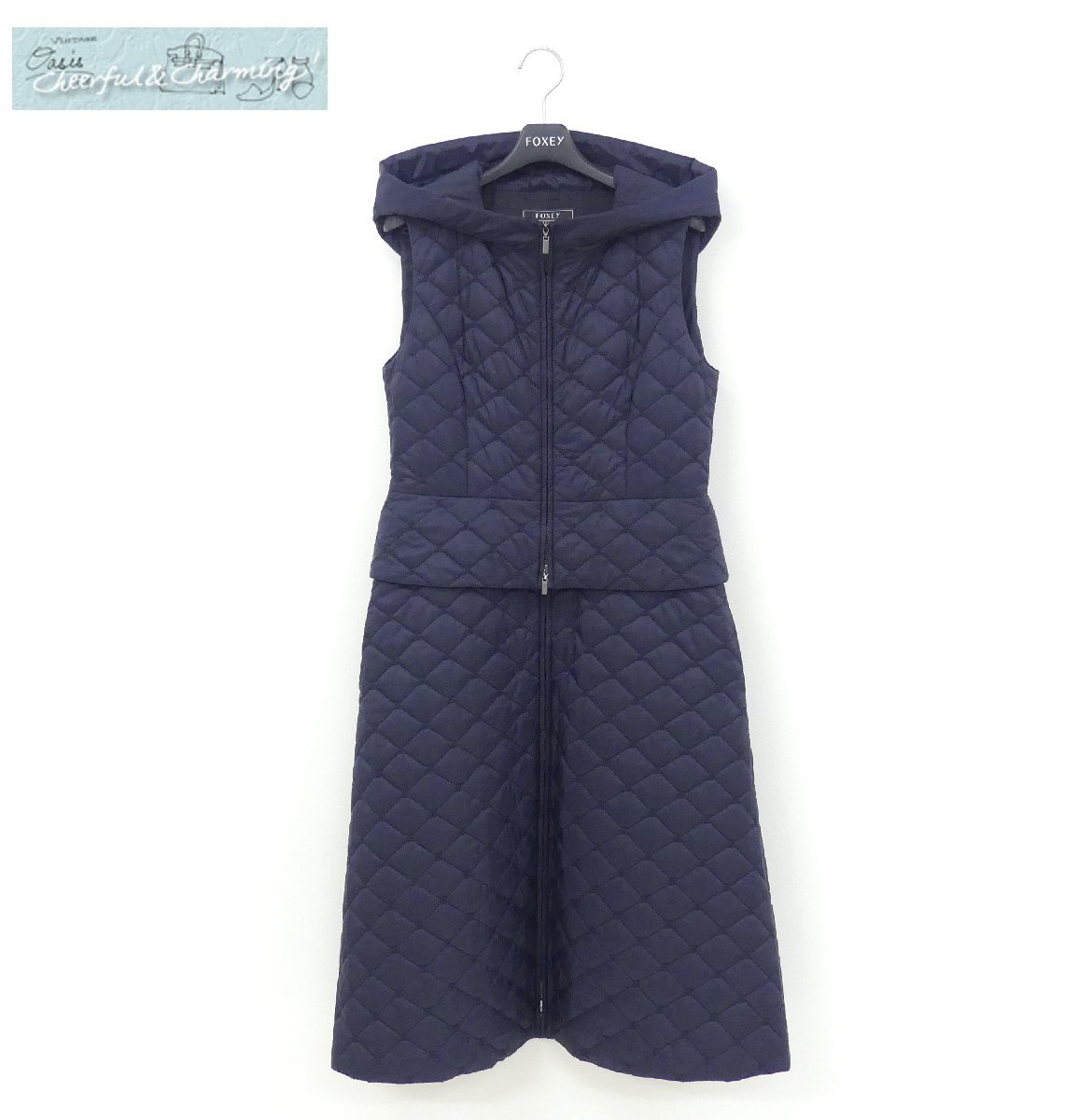新品タグ付き FOXEY フォクシーブティック ワンピース ドレス 40 M 美品 FOXEY NEW YORK フォクシー ワンピース ブルー系 40 コットン他