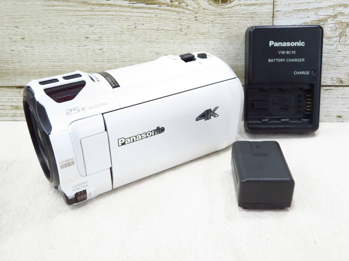 10J622◎Panasonic パナソニック 　HC-VZX992M　 デジルビデオカメラ　ホワイト　バッテリーチャジャー付◎中古品