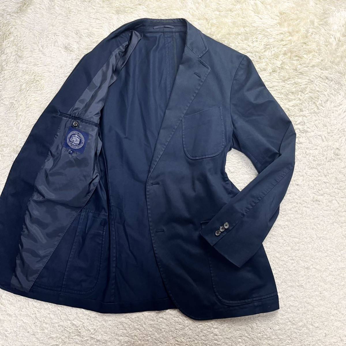 【希少サイズXL】J.PRESS ジェイプレス コットン 4シーズン メンズ テーラードジャケット ジャケット ネイビー 