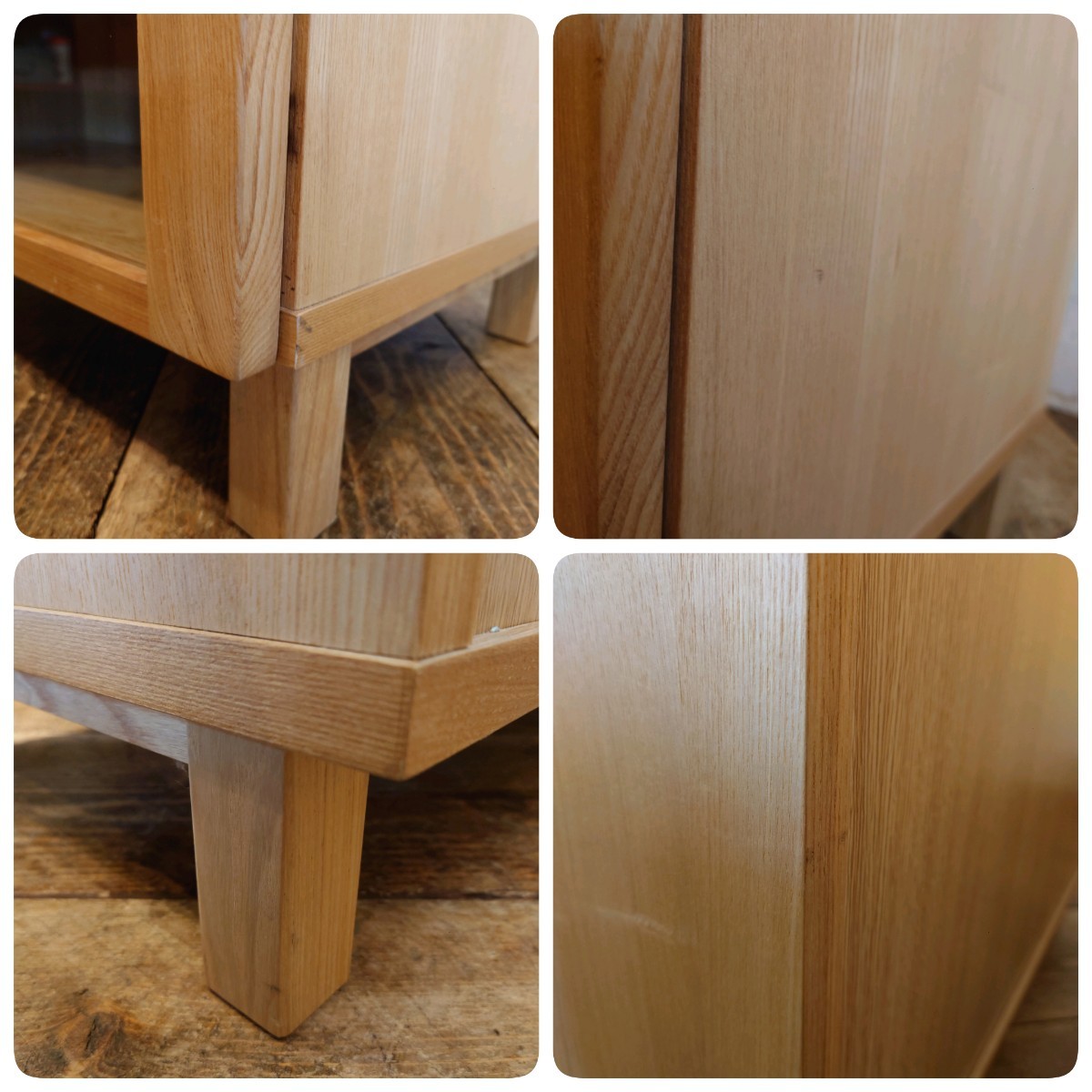 無印良品 MUJI オーク材 ガラス扉 キャビネット 幅80cm CA-333/レトロ