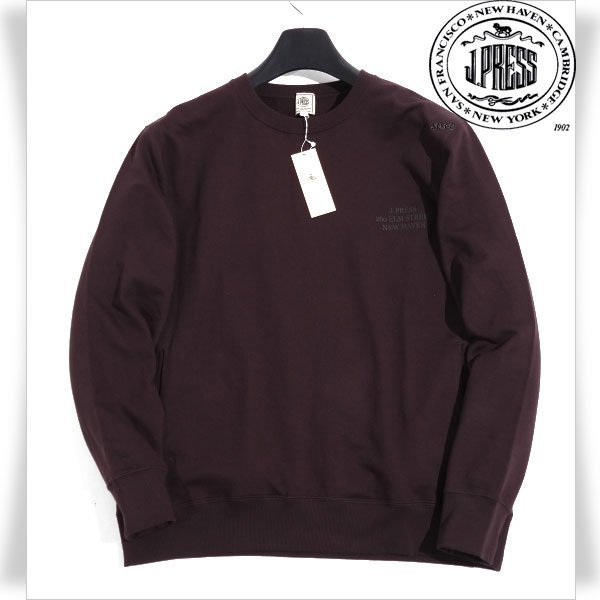 新品1円～★J.PRESS ジェイプレス メンズ インレージャージー アドレスプリント ロゴクルーネック トレーナー XL スウェット ◆2788◆