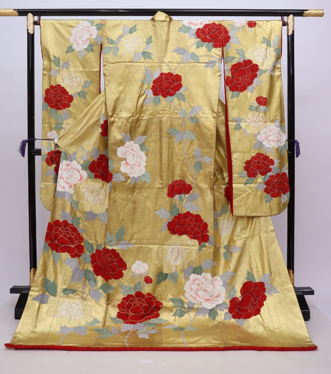 cherry★y1137qi★訳アリ★打掛大放出★ブライダルフェア★婚礼 色打掛★金系★花嫁 花魁 ディスプレイ 撮影用 素材など【中古品/正絹】