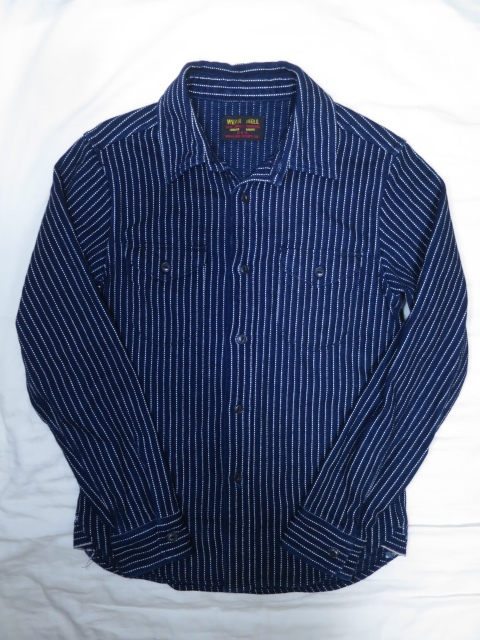 UES ウエス INDIGO STRIPE NEL SHIRT インディゴ ストライプ ネルシャツ サイズ 2 Mサイズ 501656 ワーク マチ付き 猫目ボタン