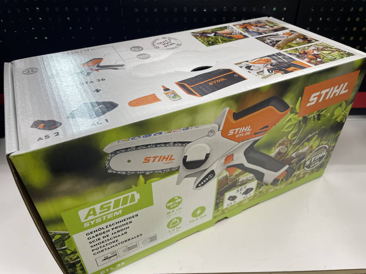 【新品・未使用＊＊ホルダー・替刃２本付＊＊】STIHL　バッテリーチェンソー「GTA26」