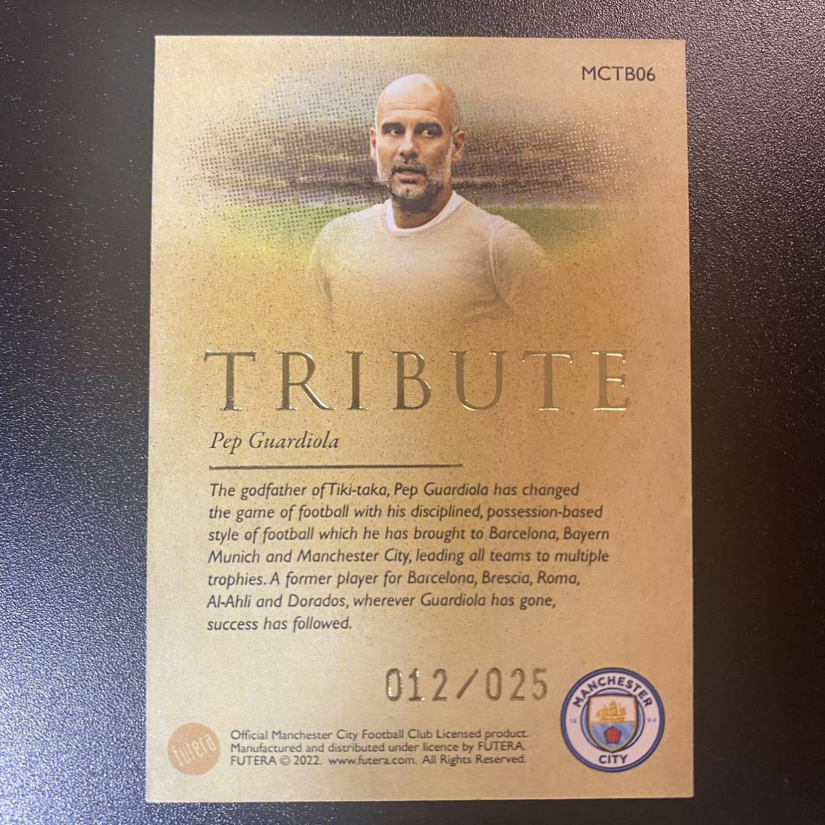 Futera Unique Guardiola Pep Football World 2021-22 Gold - Frame 