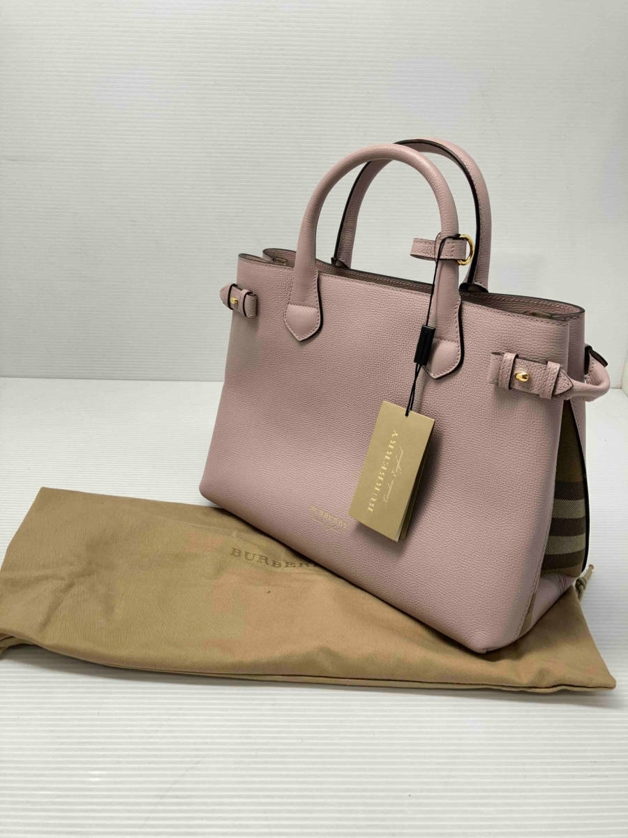 ★ 美品 タグ付 BURBERRY バーバリー ハウスチェック 4023694 トートバッグ ショルダーベルト付 保存袋付 ピンク 通年