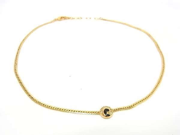 1円 ■極美品■ ChristianDior ディオール ヴィンテージ ラインストーン ネックレス ペンダント アクセサリー ゴールド系 AU1096