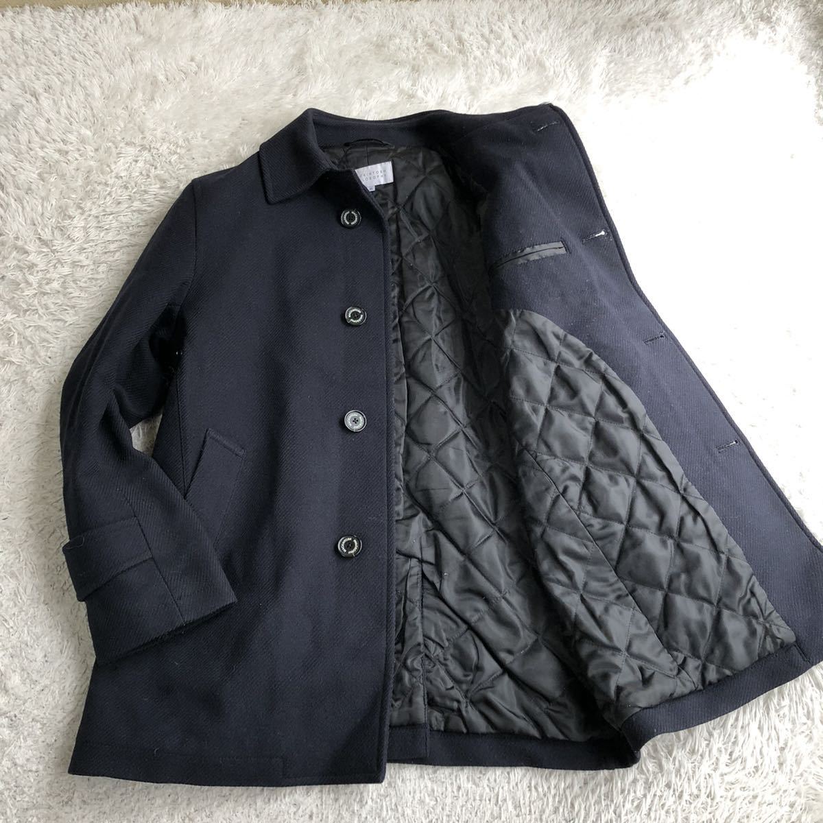 マッキントッシュ シングル Pコート 裏地 キルティング 中綿素材 ダークネイビー 38 Mサイズ相当