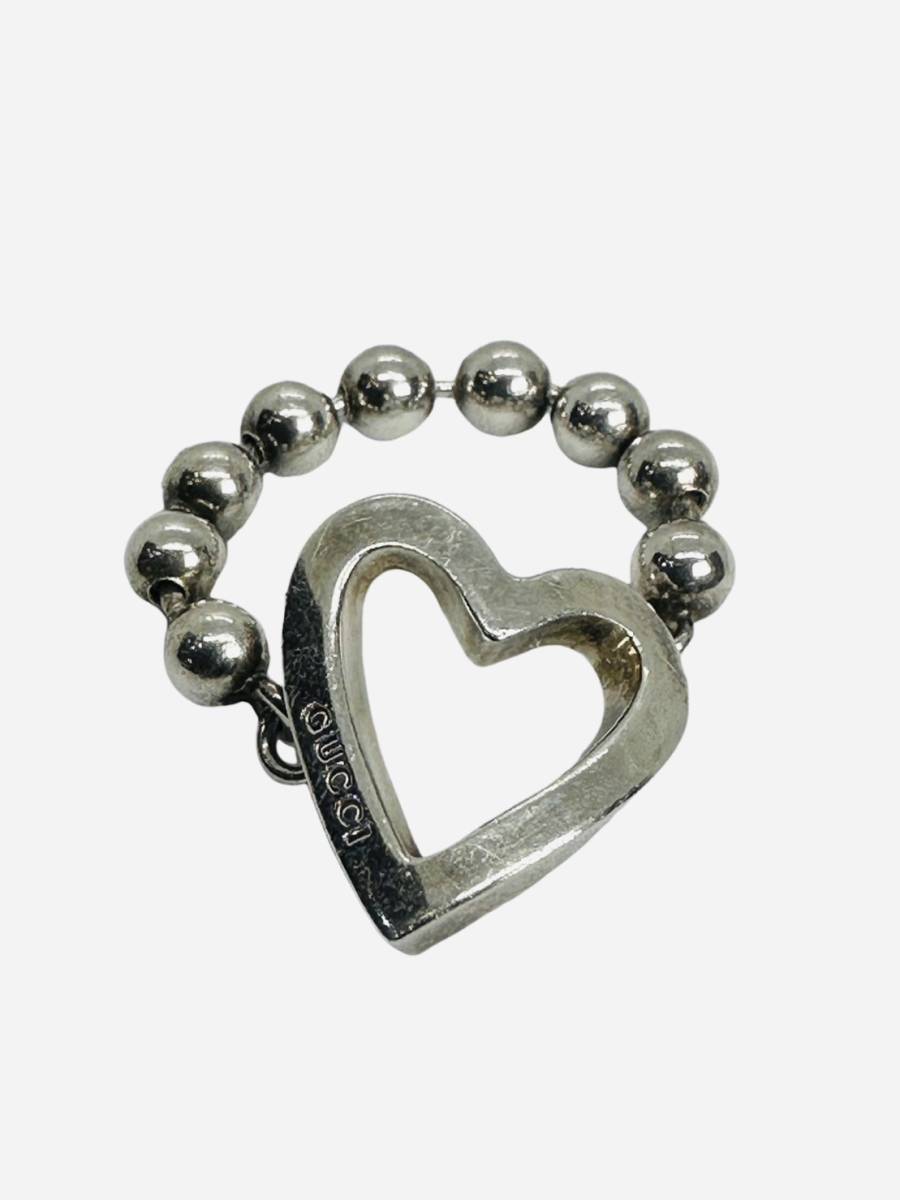 1円スタート【良好品】GUCCI グッチ ハート ボールチェーン リング シルバー 925 サイズ：13号 ☆1697AR 指輪 アクセサリー
