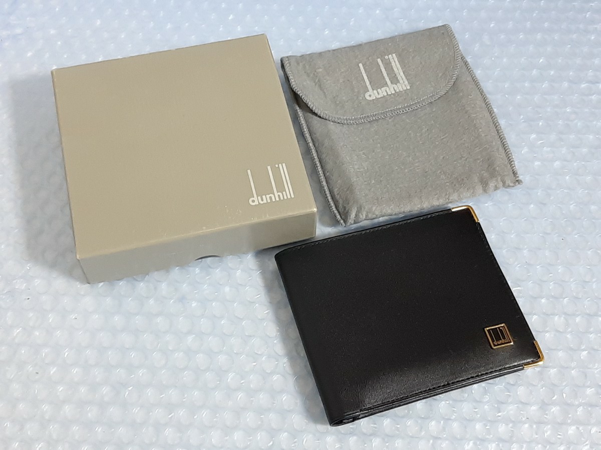 未使用 美品 dunhill ダンヒル 2つ折り財布 WD3430A ブラック ブラック レザー ゴールド金具 約10cm×10cm×1.5cm