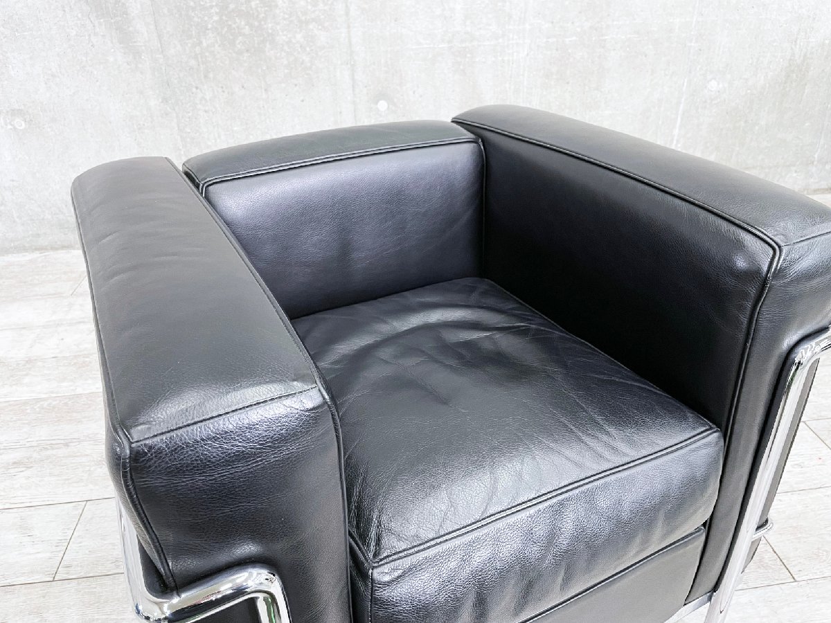 A)cassina/カッシーナ□コルビジェ LC2 □本革ソファ□刻印入り□正規品