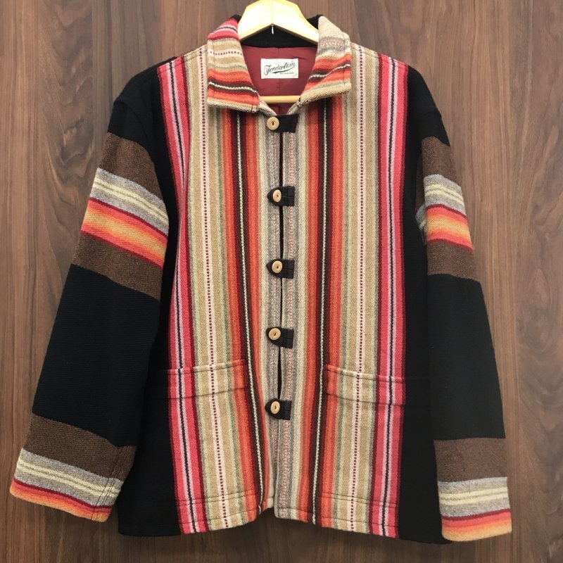 ＴＥＮＤＥＲＬＯＩＮ ラグ ジャケット Ｍ 赤 黒 テンダーロイン Ｔ－ＲＵＧ ＪＫＴ ネイティブ柄 洋品紳士服/255