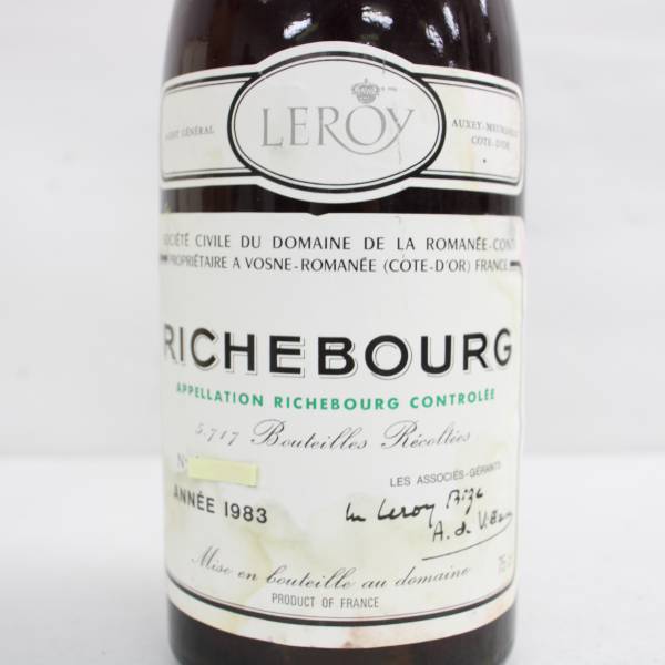 人気定番，お得 DRC RICHEBOURG（リシュブール）1983 14％未満 750ml