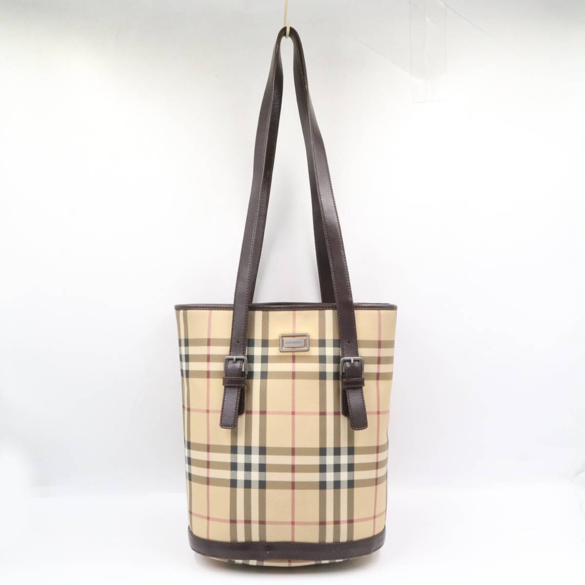 ☆BURBERRY バーバリー ノバチェック PVC×レザー トートバッグ
