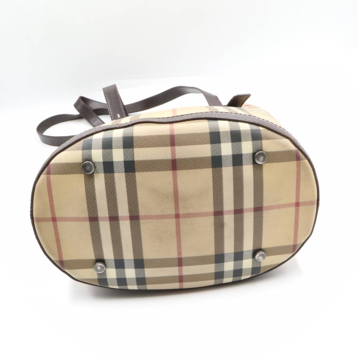 ☆BURBERRY バーバリー ノバチェック PVC×レザー トートバッグ