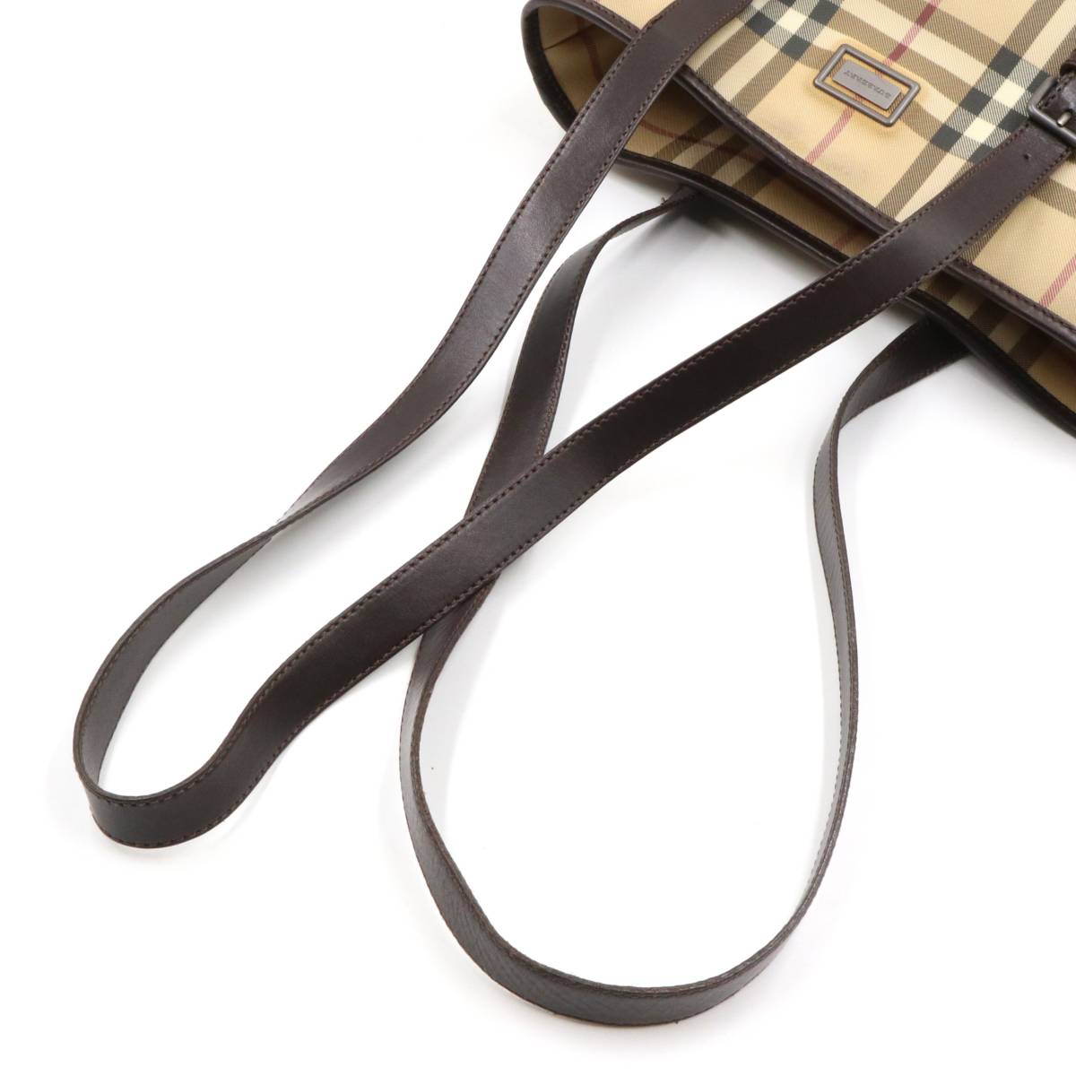 ☆BURBERRY バーバリー ノバチェック PVC×レザー トートバッグ