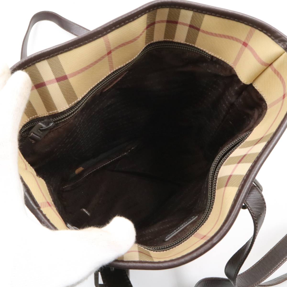 ☆BURBERRY バーバリー ノバチェック PVC×レザー トートバッグ 