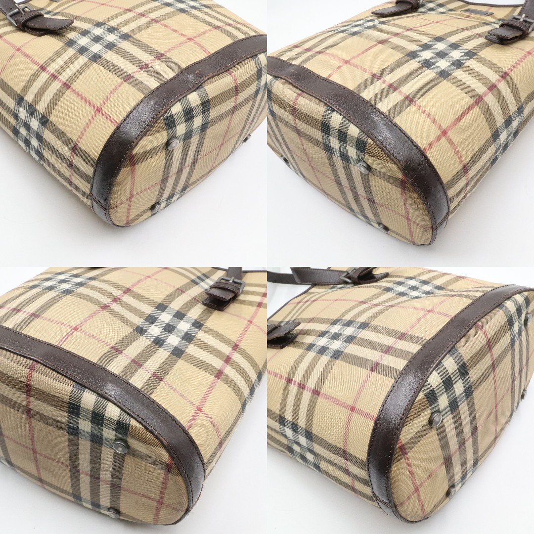 ☆BURBERRY バーバリー ノバチェック PVC×レザー トートバッグ