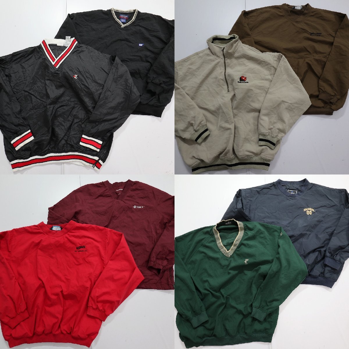 ◎ナイロンプルオーバージャケット set ワンポイント 他 (メンズXL/L) 8枚セット まとめ売り 古着卸 1円スタート JA4-3 MQ5208