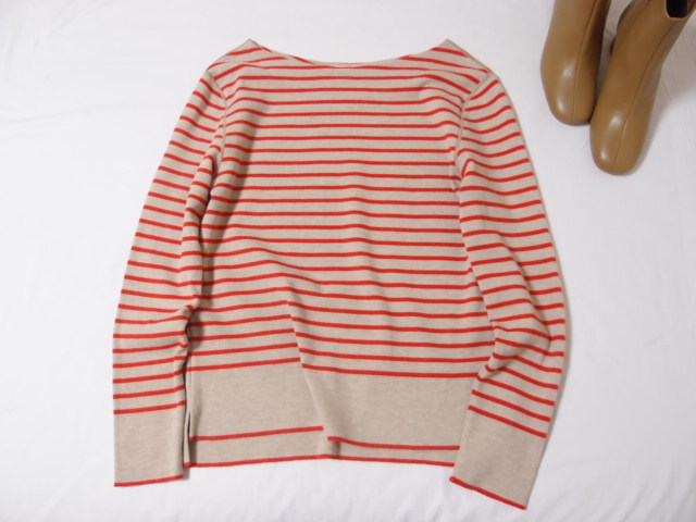 トゥモローランド マカフィー MACPHEE ウール ナイロン ボーダー ボートネック ニット プルオーバー