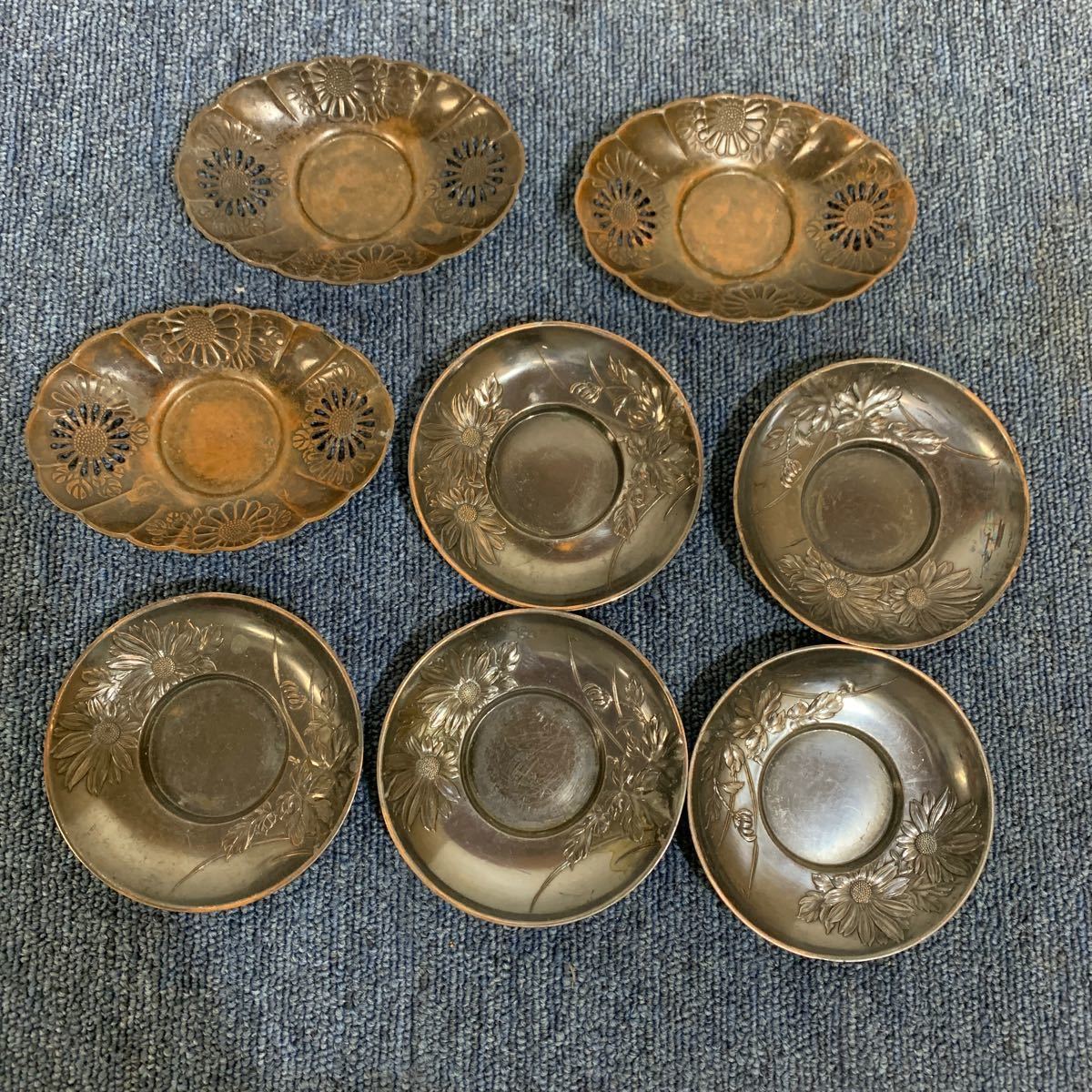 茶托 煎茶道具 古錫 五客 | - 唐物 木瓜形 Yahoo!オークション 錫茶托
