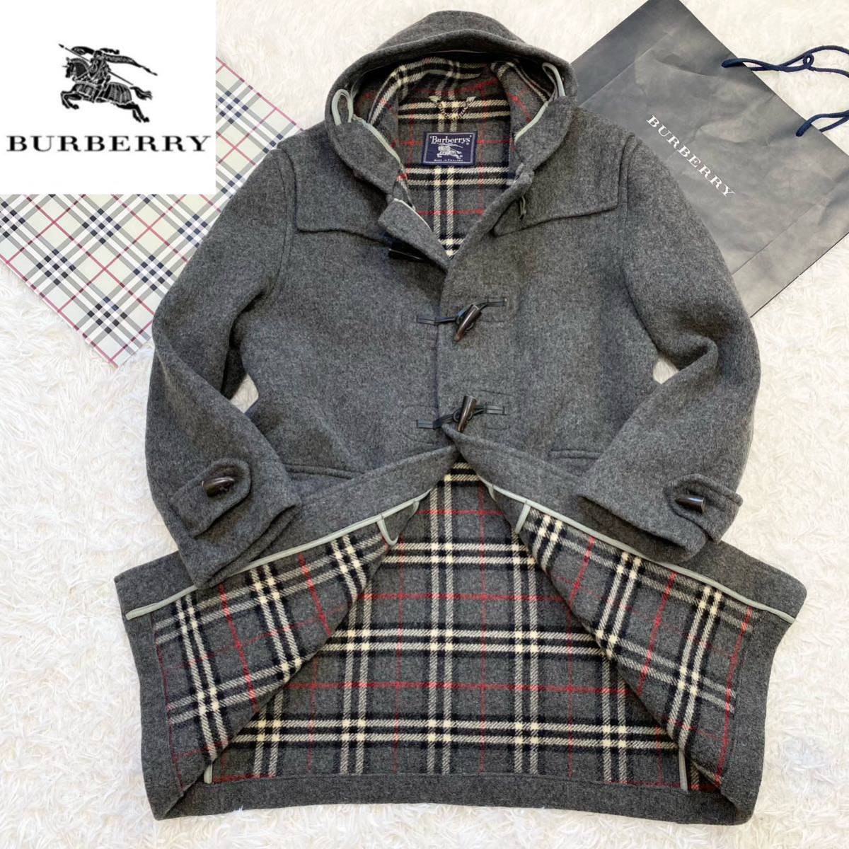 バーバリー Burberrys ダッフルコート グレー ウール ノバチェック ☆希少な逸品 英国製♪ ノバチェック【超美品】バーバリー☆超最高級