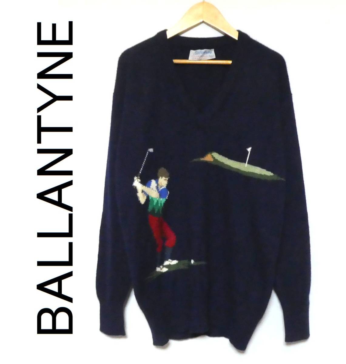 美品　バランタイン (BALLANTYNE) カシミヤセーター　ゴルフ 正規品 スコットランド製 BALLANTYNE バランタイン カシミヤ100